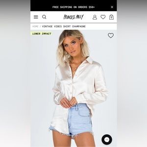 Princess Polly vintage vibes shirt champagne